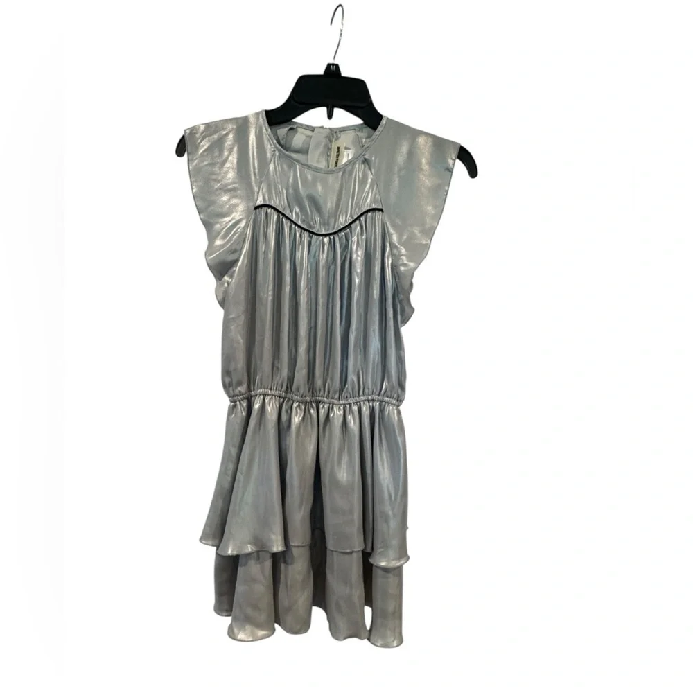 Girl’s Zadig & Voltaire Freja Silver Metallic Ruffled Dress: Size 10 - Picture 1 of 12